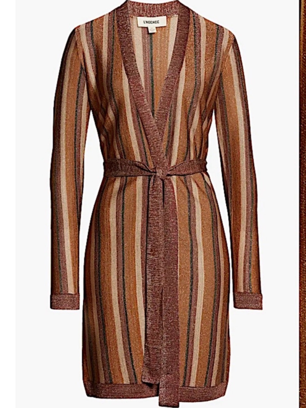 L'AGENCE Berkeley Wrap Cardigan in
Khaki Multi Stripe